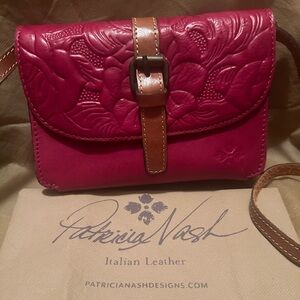 Patricia Nash Red/Pink Leather Crossbody Bag